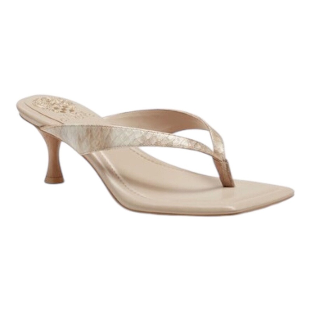 Vince Camuto Women’s Venantha Snakeprint Heel Sandal Pearl Beige Size 12 Medium